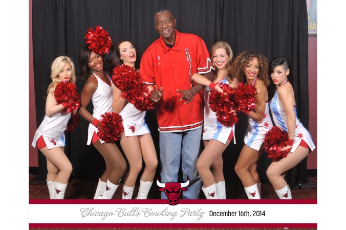 Chicago Bulls Bob Love and the Luvables pose for an 8x10 step repeat photo printed onsite.