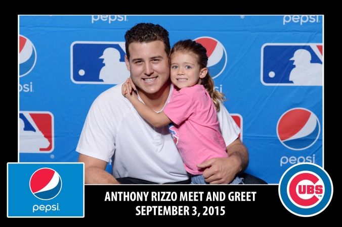 Pepsi sponsored Meet and Greet step and repeat photo booth with Cubs pitcher Anthony Rizzo, onsite printing and studio lighting