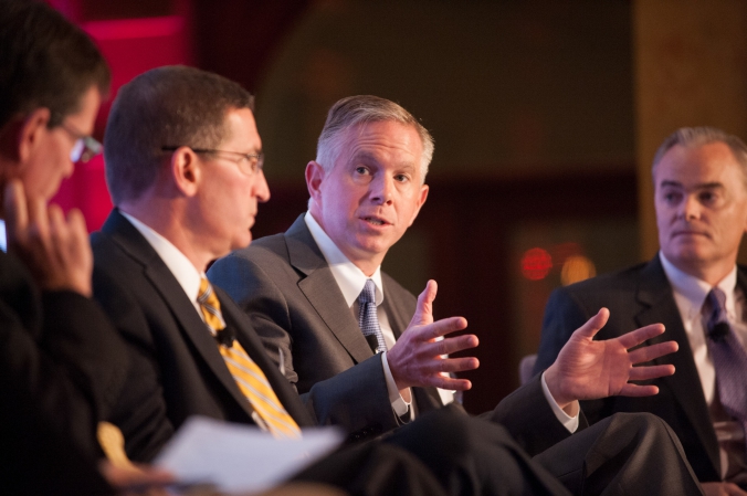 close up of panelist, PwC conference, chicago stock exchange building