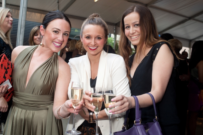 3 lovely laides pose for a candid group photo at a private corporate event, chicago.