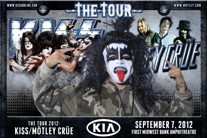 cool kid Gene Simmons KISS super fan at KIA green screen photo booth, social media, instant photo printing, Kiss, Motley Crue, THE TOUR