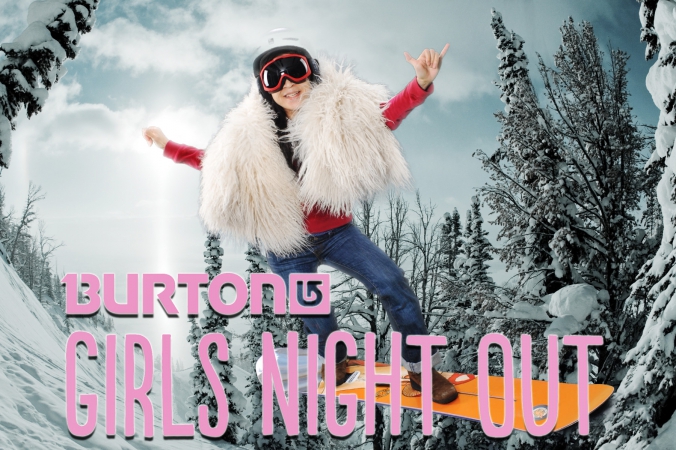burton snowboards girls night out green screen photo activity, chicago downtown store