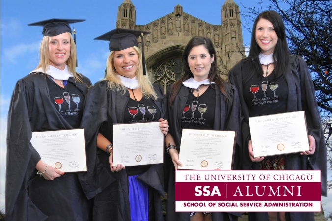 university of chicago graduations pose with diplomas, green screen photography provided at graduation ceremony by fab photo chicago