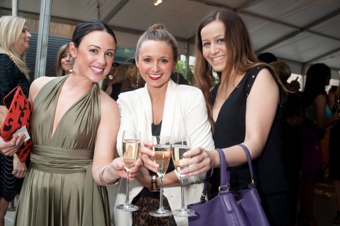 Candid event photo of three lovely socialites, Columbia College Chicago