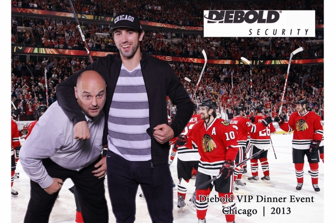 chicago blackhawks nick leddy  puts fan in a head lock, diebold VIP Dinner event, Chicago