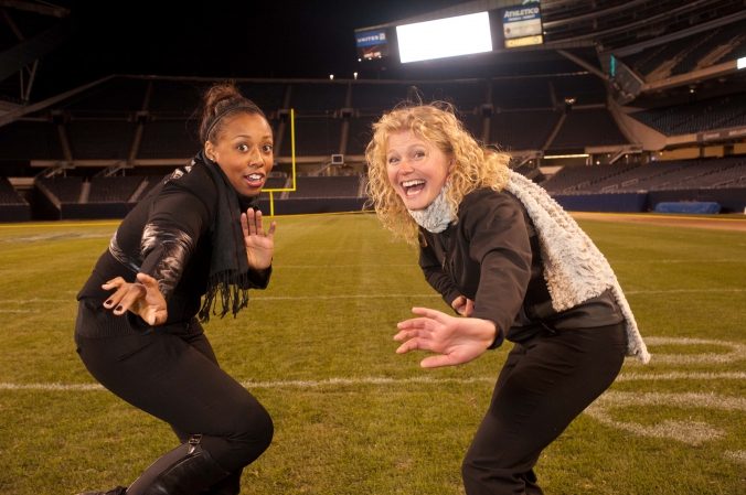 trade show models, the iPad Girls, help guests upload event photos to social media at soldier field private event