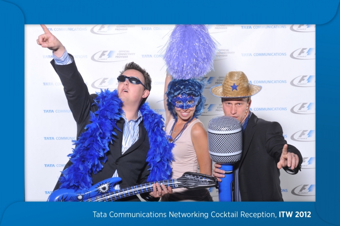tata communications logo branded their onsite photo prints with a photo overlay that looked like an envelope