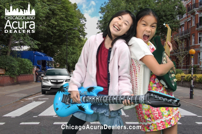 abbey road themed logo branded print at chicago lit fest, sponsored by acura