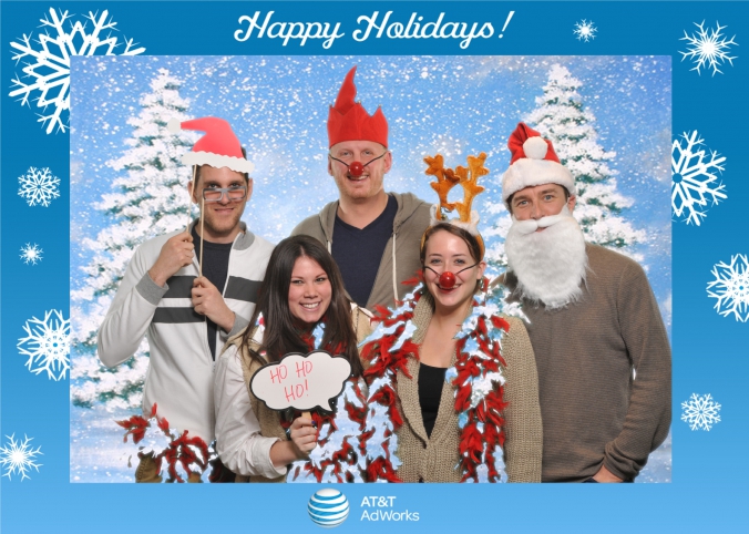 at&t green screen photo activity with onsite photo prints for holiday party in detroit