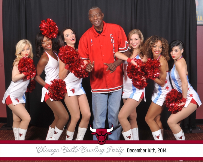 Bob Love poses with the Luvabulls, 8x10 photo printed onsite instantly by Fab Photo