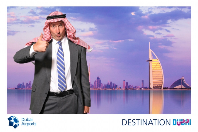 destination dubai green screen photo postcard printed instantly onsite, world routes 2014 conference mccormick place chicago
