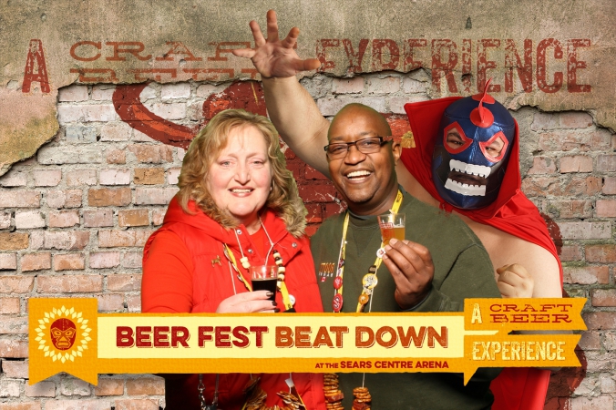 photo print souvenir from beer fest beat down, green screen social media photo booth with photo printed and emailed onsite