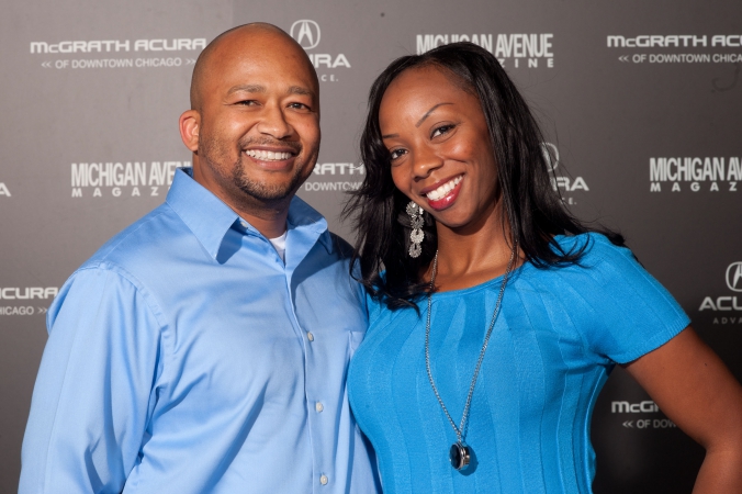 couple photo, Michigan Avenue Magazine, McGRATH Acura Chicago Grand Opening, print-onsite step repeat photobooth